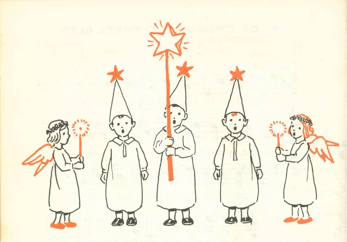 Illustrazione dal libro "Nu ska vi sjunga" - Julafton
